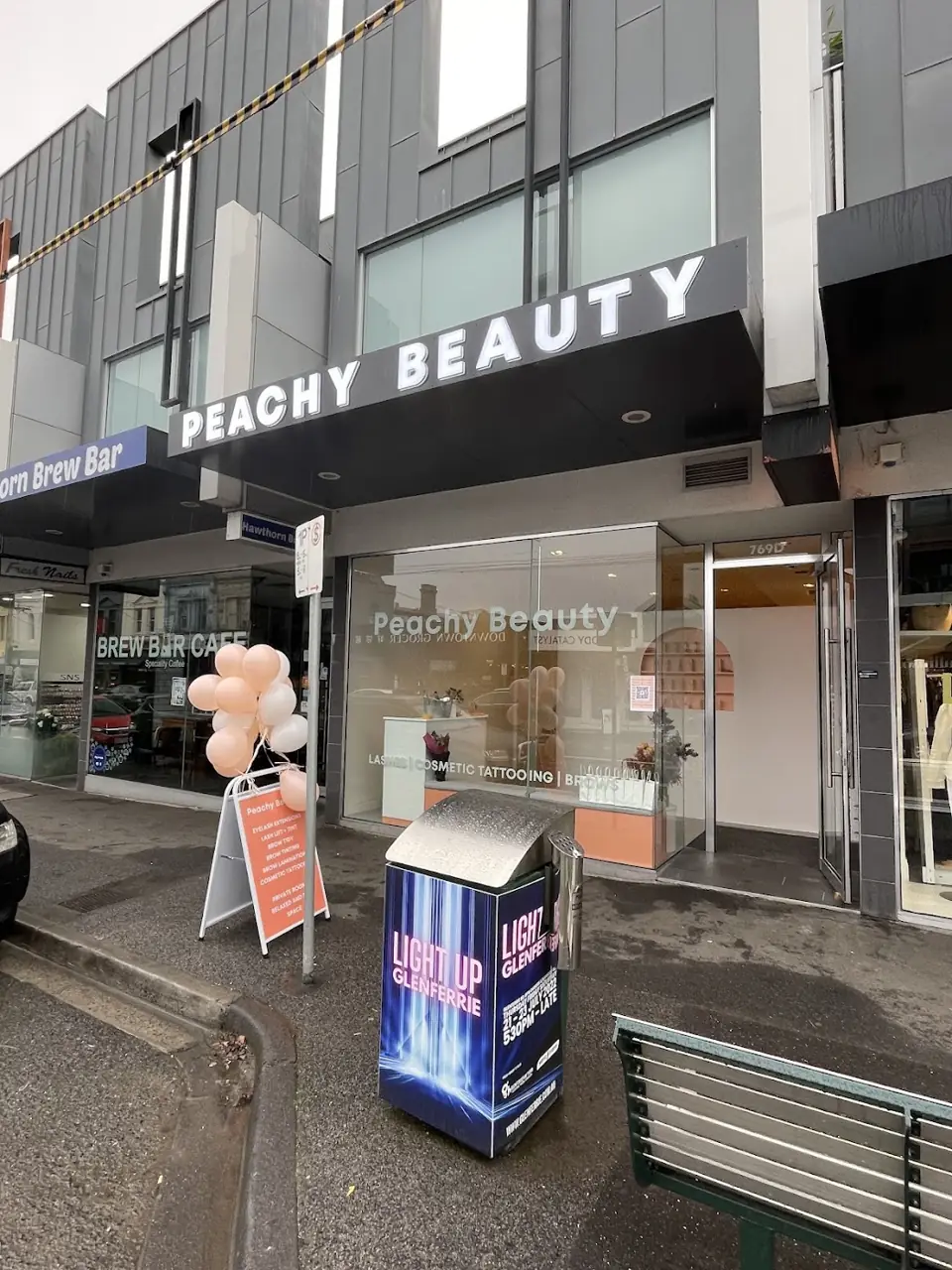 Peachy Beauty shopfront on Glenferrie Road, Hawthorn